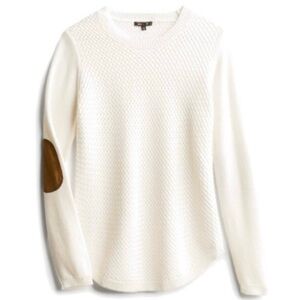 Stitch Fix LETY & ME Josey Off White Brown Suede Elbow Patch Knit Sweater XL